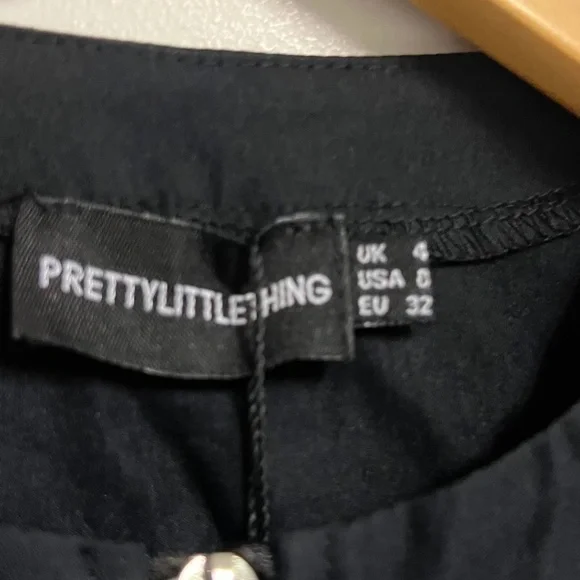 prettylittlething Black Woven Lace Up Detail Bodycon dress - Picture 3 of 6